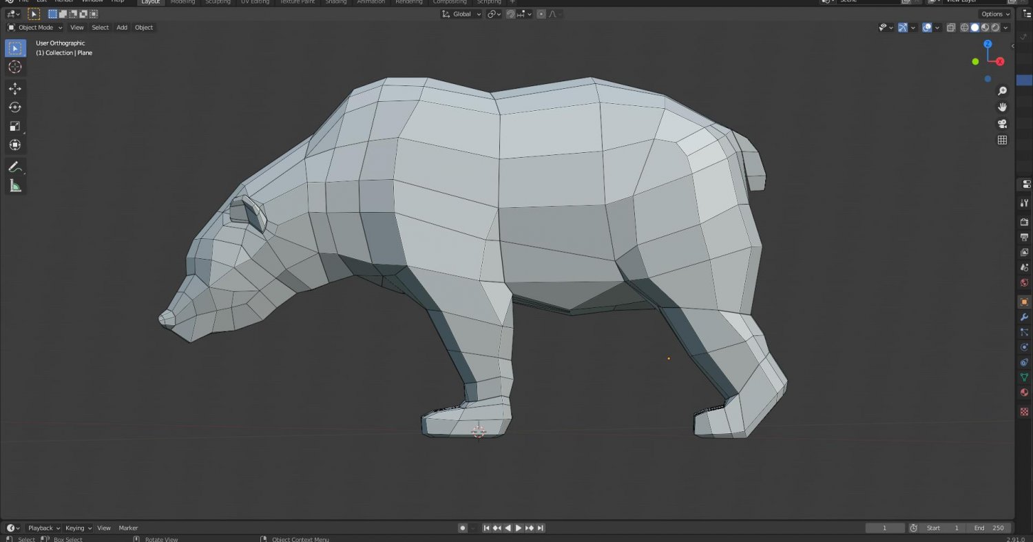 Low Poly Grizzly Bear in Blender 2.91 