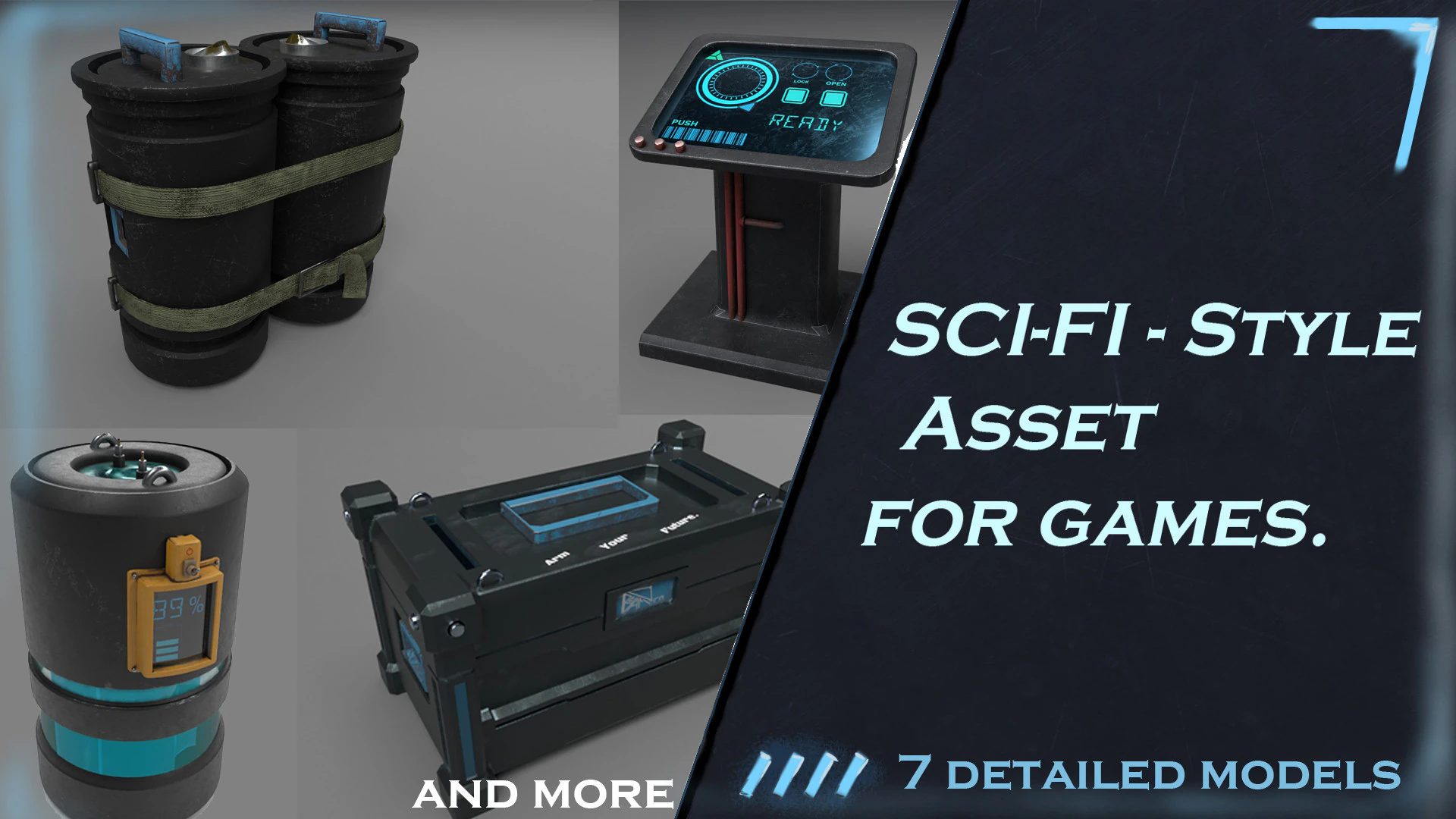 Sci-fi Model Pack For Games 3D Model .c4d .max .obj .3ds .fbx .stl .blend 