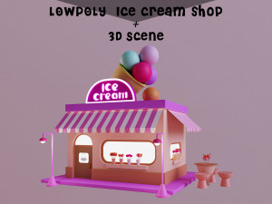 Low poly Ice cream shop Model 3D