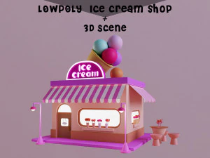 Laag poly-ijssalon 3D Model