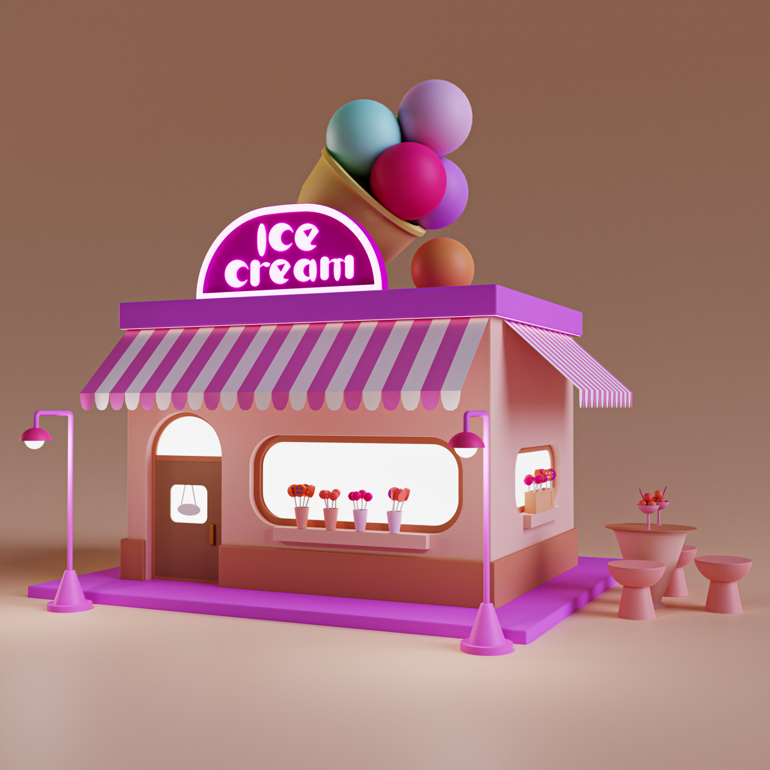 Ice Cream Parlor 3D Models BlueTreeStudio