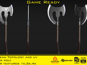 2 Axe - 3 Smart material - Game ready 3D Модель