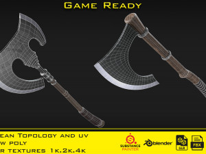 2 Axe - 3 Smart material - Game ready 3D Модель