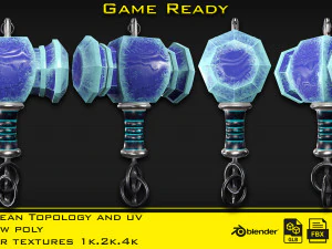 3 Stylized mini hammer - Game ready 3D Model