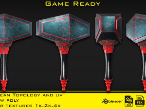 3 Stylized mini hammer - Game ready 3D Model