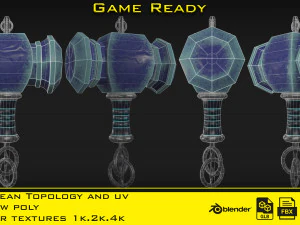 3 Stylized mini hammer - Game ready 3D Model