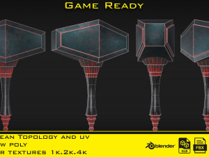 3 Stylized mini hammer - Game ready Modelo 3D