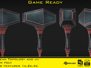 3 Stylized mini hammer - Game ready 3D Model