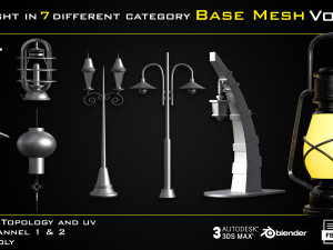 50 Light In 7 Different Category Base Mesh - Vol 05 Game Ready 3D Model