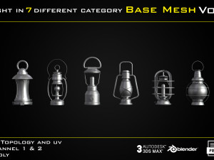 50 Light In 7 Different Category Base Mesh - Vol 05 Game Ready Modelo 3D