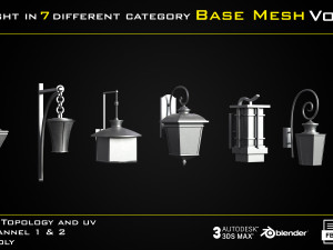 50 Light In 7 Different Category Base Mesh - Vol 05 Game Ready Modelo 3D