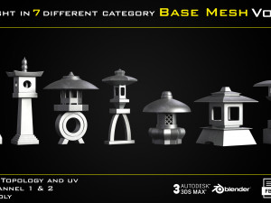 50 Light In 7 Different Category Base Mesh - Vol 05 Game Ready Modelo 3D