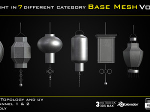 50 Light In 7 Different Category Base Mesh - Vol 05 Game Ready Modelo 3D