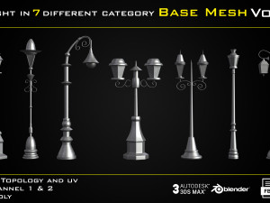 50 Light In 7 Different Category Base Mesh - Vol 05 Game Ready Modelo 3D