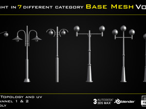 50 Light In 7 Different Category Base Mesh - Vol 05 Game Ready Modelo 3D