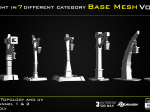 50 Light In 7 Different Category Base Mesh - Vol 05 Game Ready Modelo 3D