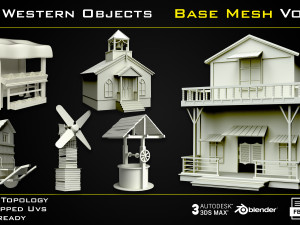 70 Western Object Base Mesh - Vol 06 Model 3D