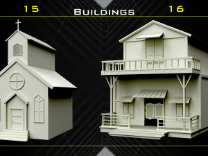 70 Western Object Base Mesh - Vol 06 3D Модель