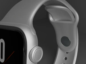 Apple Watch avec bracelet en caoutchouc pour montre intelligente Modèle 3D