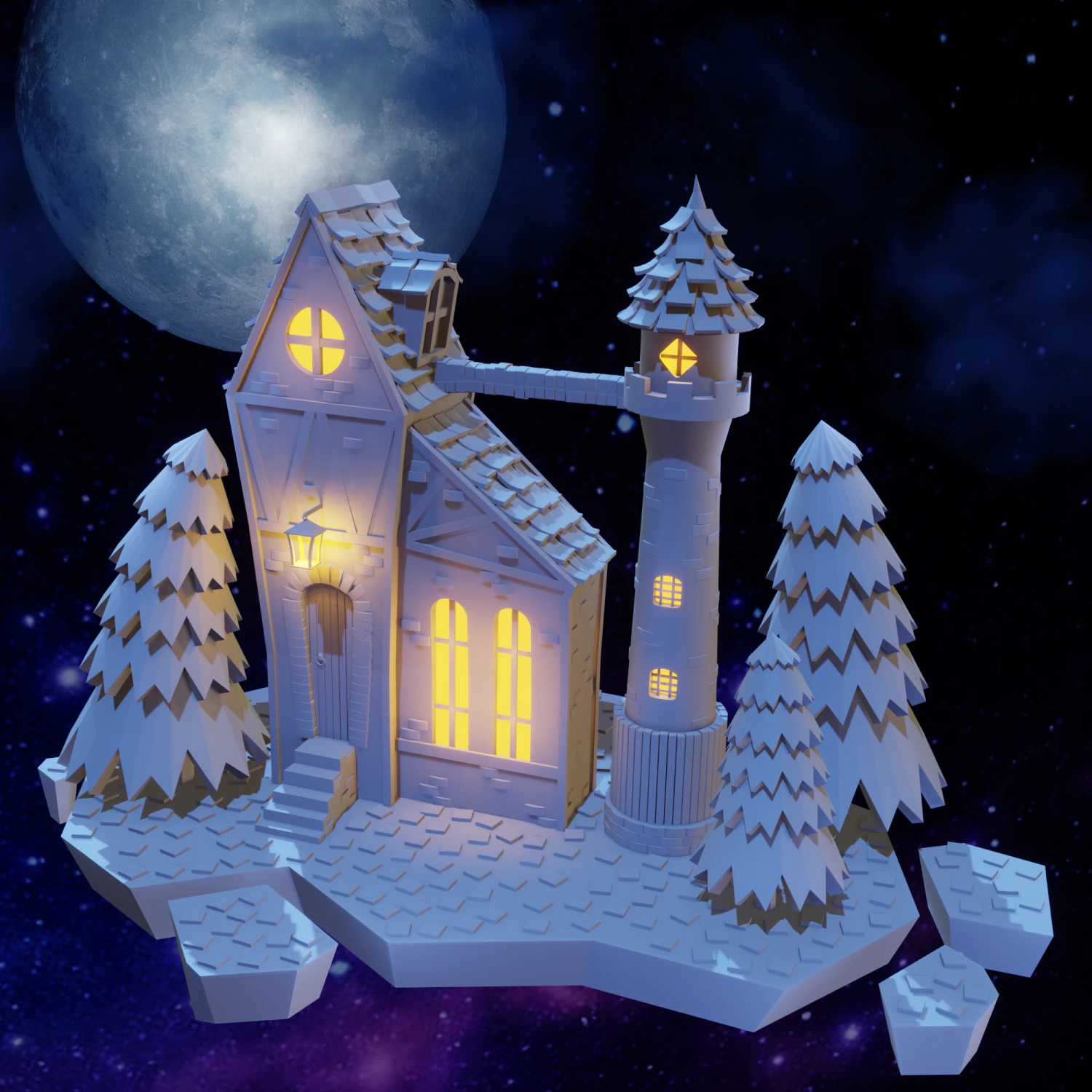 House tower 3D Model .c4d .max .obj .3ds .fbx .stl .blend 