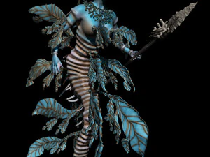 Drag&atilde;o Marinho Folhado Sereia Guerreira Modelo 3D