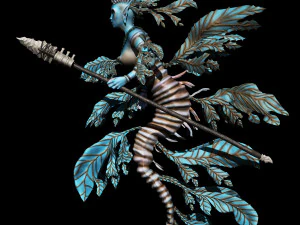 Drag&atilde;o Marinho Folhado Sereia Guerreira Modelo 3D