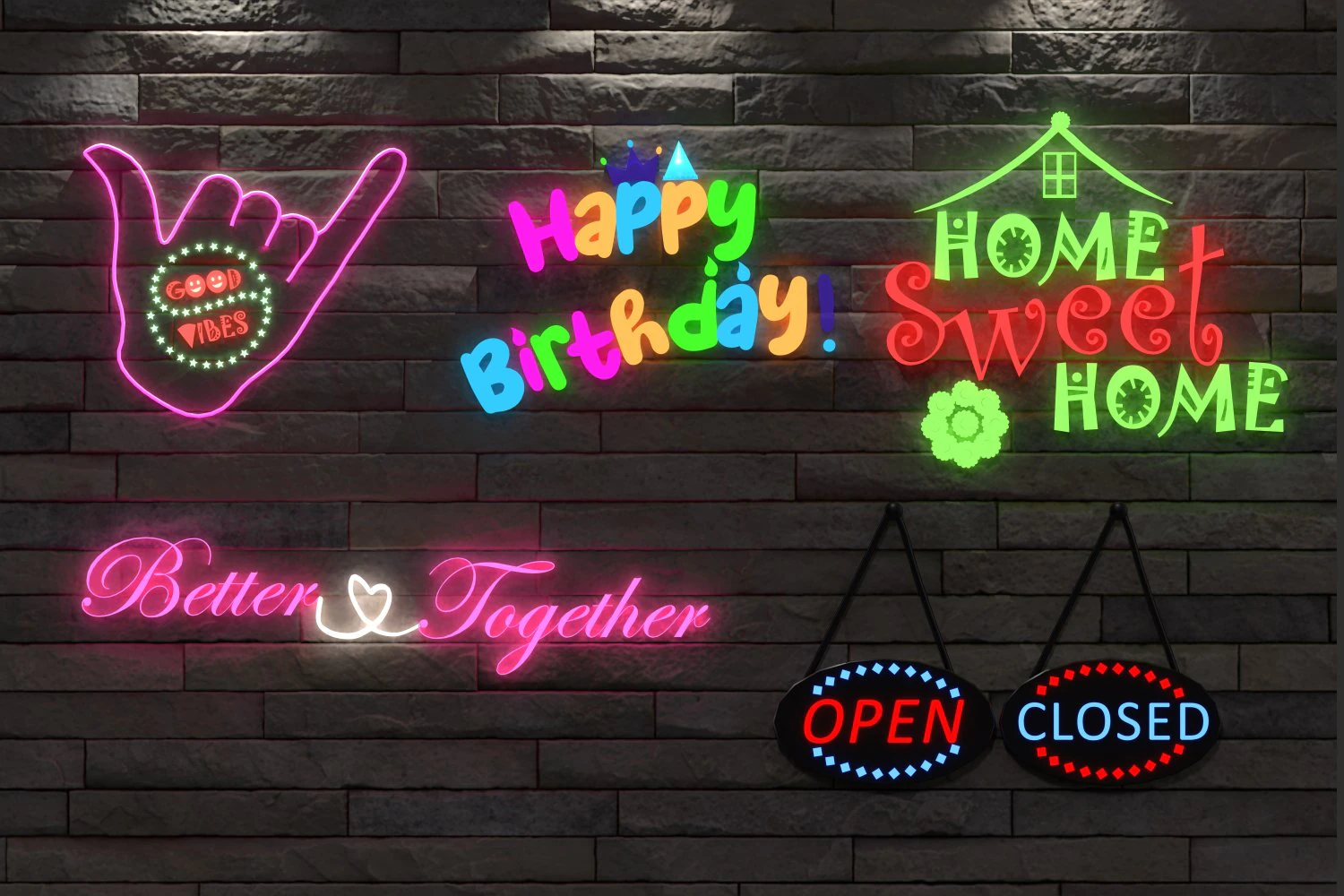 Neon Lights 3D Model .c4d .max .obj .3ds .fbx .stl .blend