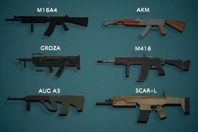 Low Poly AR rifles Pack Modelo 3D .c4d .max .obj .3ds .fbx .stl .blend 