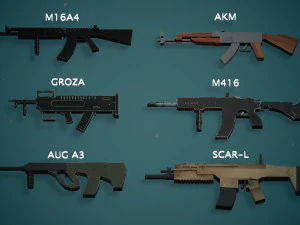 Low Poly AR rifles Pack 3D Model