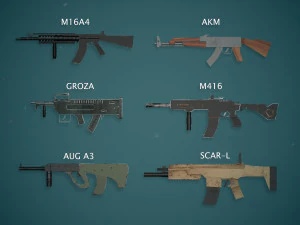 Low Poly AR rifles Pack 3D Model