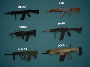 Low Poly AR rifles Pack Modelo 3D