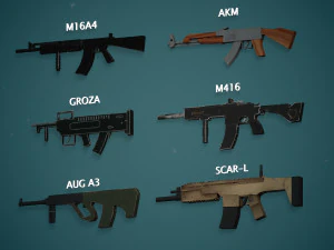 Low Poly AR rifles Pack 3D Model