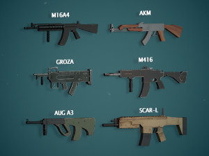Low Poly AR rifles Pack Modelo 3D