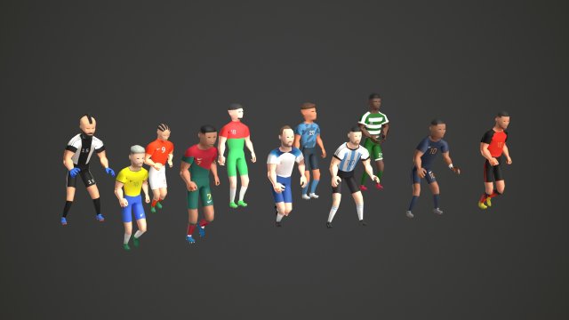 Football Soccer Players Animated Rigged Low-poly 3D 모델 .c4d .max .obj .3ds .fbx .stl .blend 