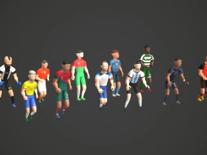 Футбол Футболисты Анимированные Риггед Низкополигональная 3D Модель