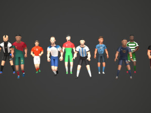 Football Soccer Players Animated Rigged Low-poly 3D 모델