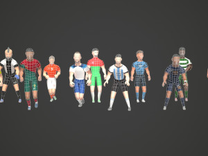 Football Soccer Players Animated Rigged Low-poly 3D 모델