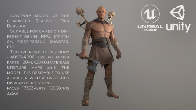 Ork Berserk Modelo 3D .c4d .max .obj .3ds .fbx .stl .blend 
