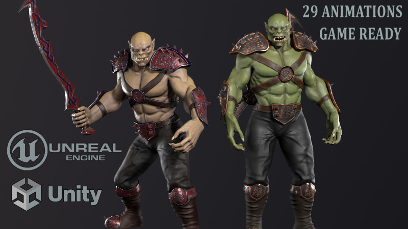 Orc warrior Model 3D .c4d .max .obj .3ds .fbx .stl .blend 