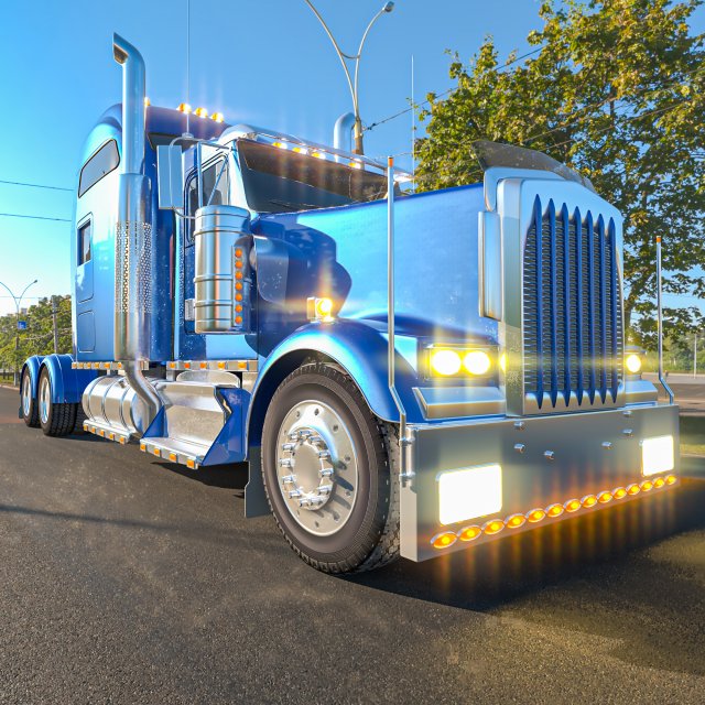Kenworth W900 truck 3D Модель .c4d .max .obj .3ds .fbx .stl .blend 