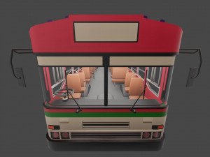 Low-poly thai city bus red green white model 3Dモデル