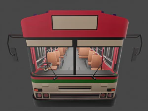 Low-poly thai city bus red green white model 3D Model