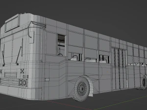 Low-poly thai city bus red green white model 3D Model