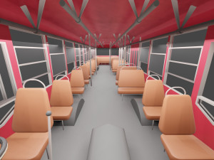 Low-poly thai city bus red green white model 3Dモデル