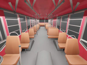 Low-poly thai city bus red green white model 3D Model