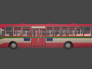 Low-poly thai city bus red green white model 3Dモデル