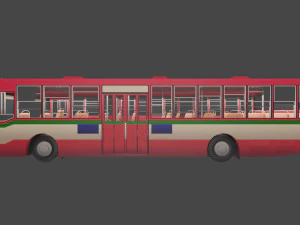Low-poly thai city bus red green white model 3D Model