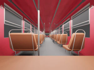 Low-poly thai city bus red green white model 3D Model