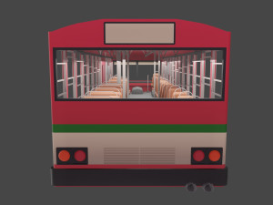 Low-poly thai city bus red green white model 3Dモデル