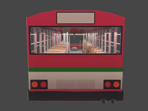 Low-poly thai city bus red green white model 3D Model